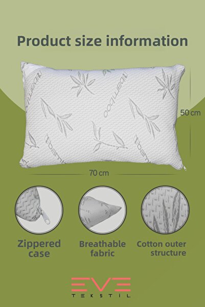 Eve Tekstil 10 Pieces Bamboo Gray Series Covered Zippered Washable Antiallergic Silicone Fiber Cushion 50X70Cm 800