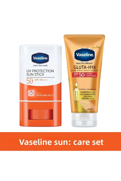 Vaseline قلم واقي من الشمس اليومي بمعامل حماية SPF 50+ 15 جم + لوشن Gluta-Hya...