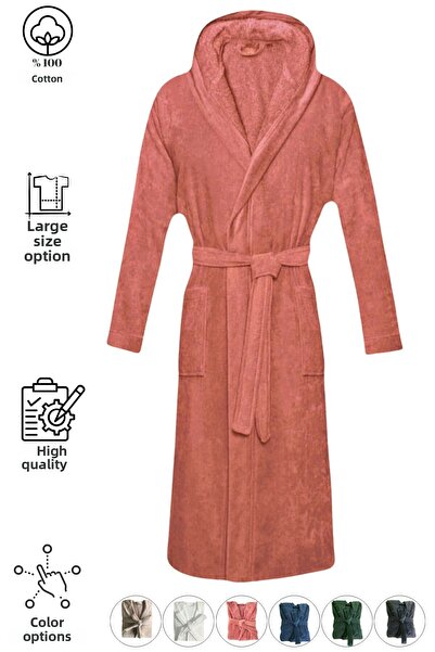 Mokita Home 100% βαμβακερό βελούδο Dusty Rose Color Unisex Ανδρικό και Γυναικείο Μπουρνούζι Μαλακό Υπερμεγέθη Μπουρνούζι