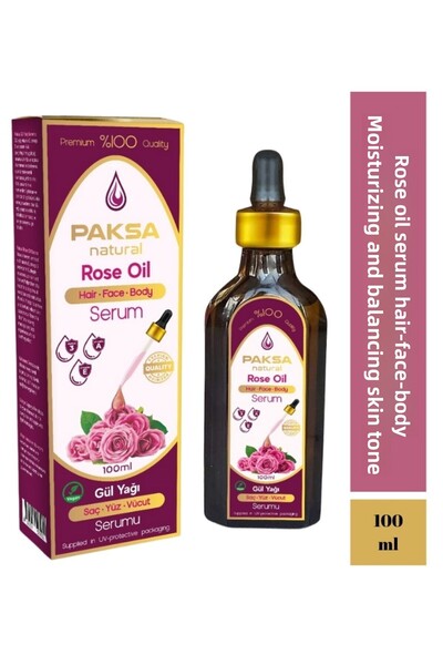paksa زيت الورد 100 مل - مصل مرطب وموازنة لون البشرة للشعر والوجه والجسم