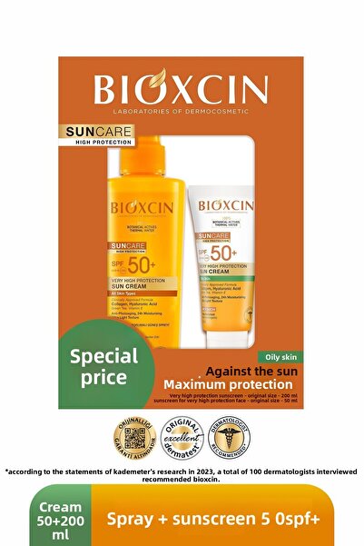 Bioxcin Sun Care Spf 50 Face Sunscreen 50 ml Combination Oily Skin + Body Sun Spray 200 Ml