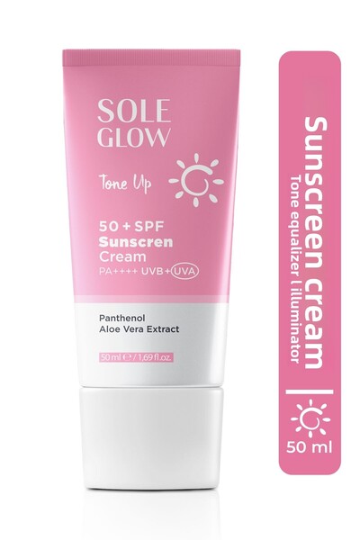 Sole Glow Pink Sun Cream 50+ Spf 50ml |   Tone Equalizing & Brightening Facia...