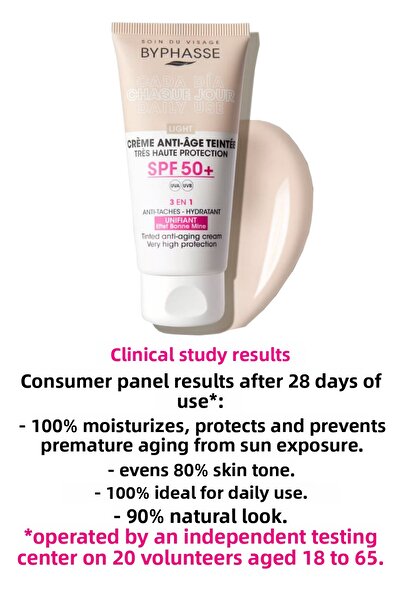 BYPHASSE Anti-Aging Colored Liquid Sunscreen Light Color - New Generation Hybrid Formula with Sun Filter 50ml