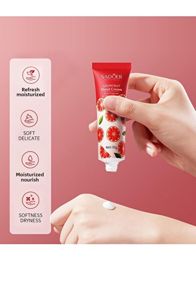 SADOER Grapefruit Revitalizing Hand Cream - Fruit Scented, Soft and Moist 30g