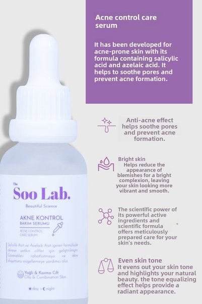 The Soo Lab Acne Control Care Serum |   Arbutin, Azelaic Acid, Salicylic Acid, Hyaluronic Acid |   30ml