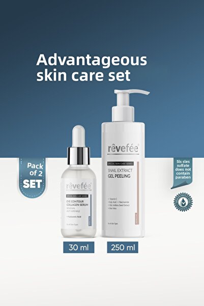 Revefee مجموعة سيروم الكولاجين لمحيط العين وجل تقشير الحلزون مكونة من قطعتين