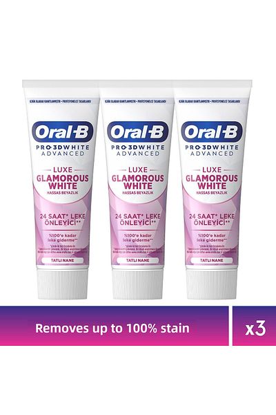 Oral-B معجون أسنان برو 3D وايت أدفانسد لوكس جلاموروس وايت 75 مل × 3
