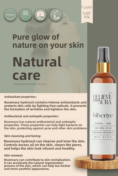 Believe Your Aura Rosemary Water Anti-Hair Loss and Fast Hair Growth Effect 100% Pure and Natural Hair Tonic 250 - ml