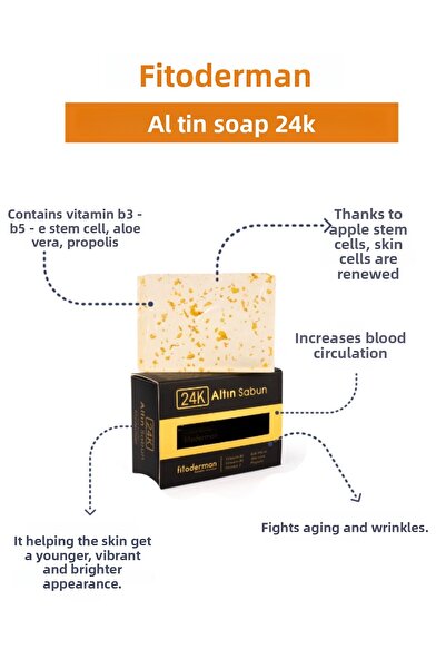 Fitoderman Natural Vitamin E and 24k Gold Face Soap - 150 gr