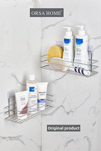 ORSA HOME 2 قطعة من رف الحمام السحري القوي من الكروم مع شماعات لاصقة