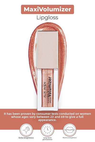 Alix Avien Maxivolumizer Lipgloss 206 - Peachy Stardust - Lasting and Moisturizing Lipstick - Plumping Effect