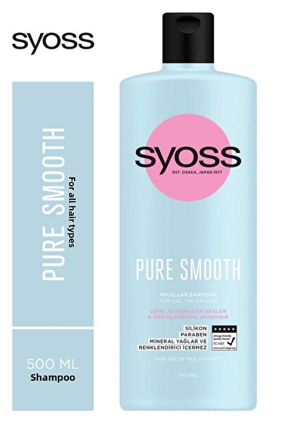 Syoss Pure Smooth Micellar - Non-Weighting Care Shampoo 500ml x 3 Pieces