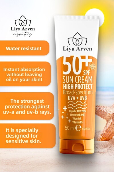 Liya Arven كريم واقي من الشمس بمعامل حماية 50 SPF للحماية العالية والحساسة - ...