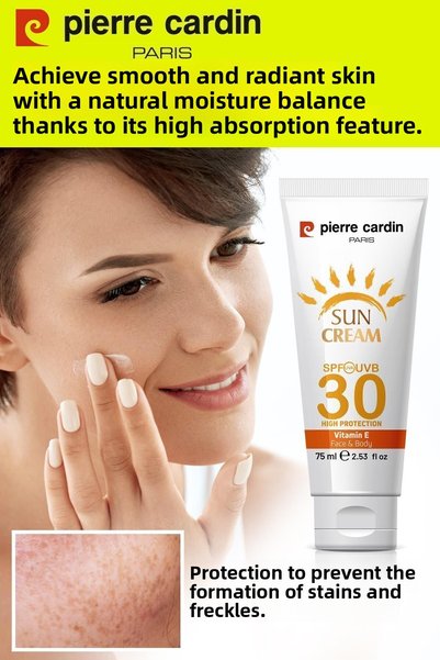 Pierre Cardin واقي شمس للوجه بعامل حماية SPF 30 مضاد للبقع، عالي الحماية، 75 مل، للبشرة العادية والجافة