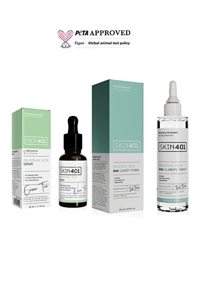 Skin401 مجموعة العناية المضادة للرؤوس السوداء والتنقية (أنواع البشرة المختلطة...