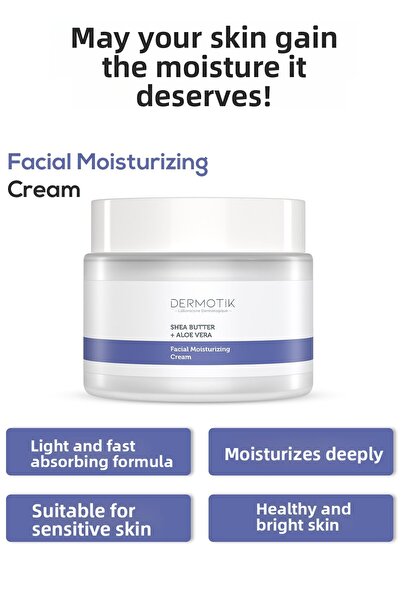 Dermotik كريم ترطيب الوجه المائي بزبدة الشيا والصبار للبشرة الجافة - مرطب للوجه