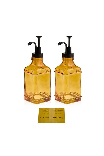 MİEN Mien Amber 2-piece 500 ml Square liquid Soap Dispenser Set