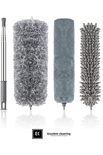 Ekostem مجموعة غبار تلسكوبية مضادة للكهرباء الساكنة مع 3 رؤوس