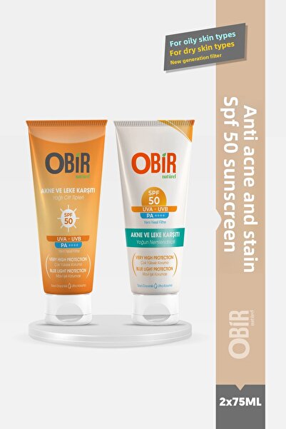 OBİR NATÜREL مجموعة واقيات الشمس مكونة من قطعتين للبشرة الدهنية والبشرة الجاف...