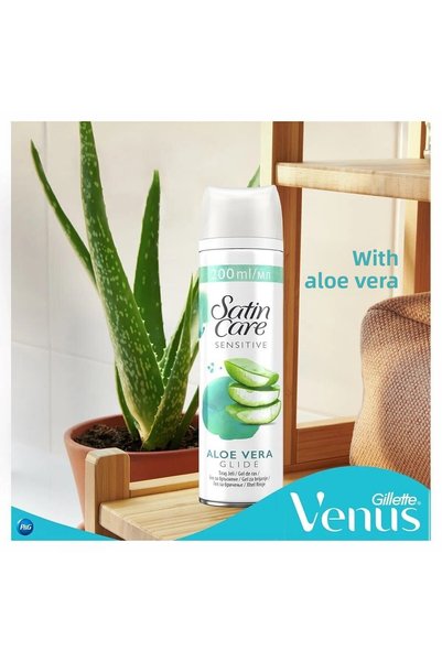Gillette Venus Riviera Disposable Women's Razor 2 Pack +Gillette Venus Satin Care Shaving Gel Sensitive 200 ml