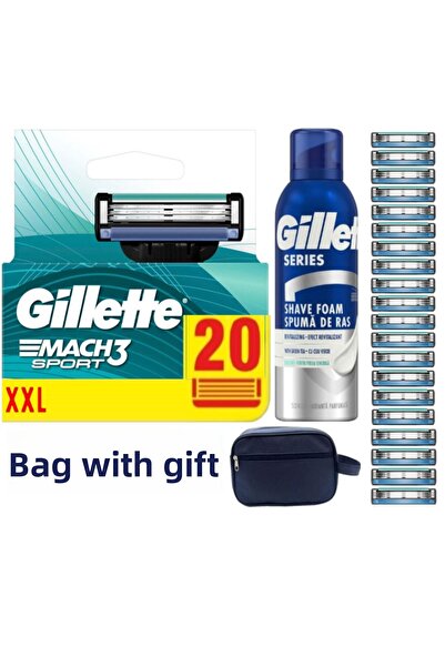 Gillette Mach3 Start 20 bucăți lame de ras de schimb + 200 ml spumă + cadou h...
