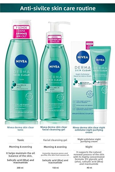 NIVEA Derma Skin Clear Night Exfoliator - مجموعة العناية بالبشرة لحب الشباب