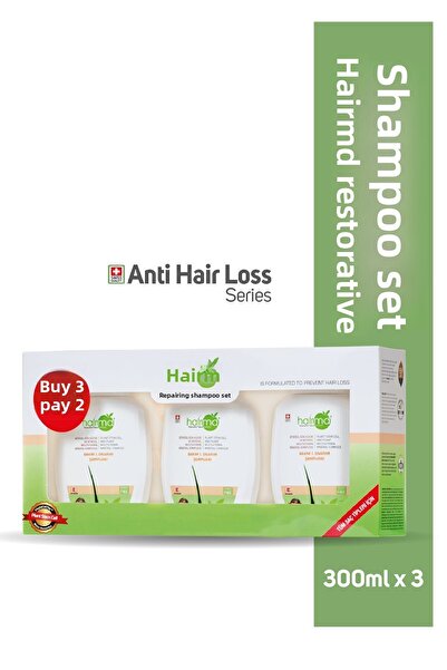 Hair Md شامبو للعناية بالشعر وإصلاحه 300 مل، مجموعة من 3 قطع