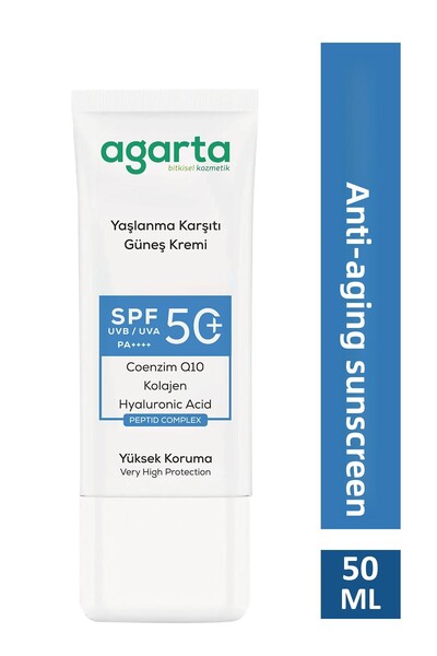 Agarta كريم الشمس للوجه مضاد للشيخوخة بدعم الكولاجين 50 مل SPF+50