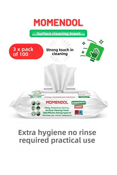momendol منشفة تنظيف الأسطح بالخل الأبيض والصابون الأبيض المعطرة 3x100 قطعة