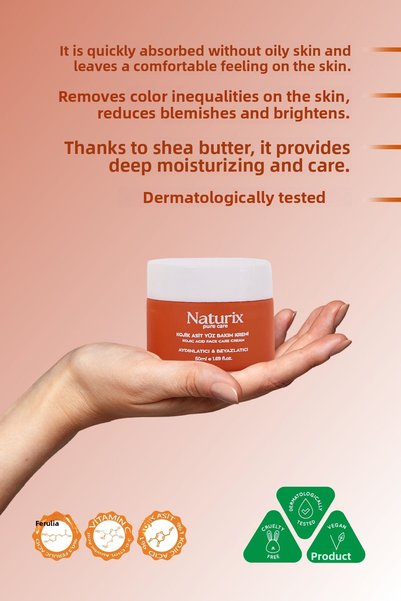 Naturix كريم حمض الكوجيك - مضاد للعيوب، تفتيح، نياسيناميد 50 مل