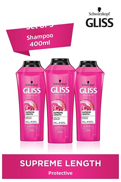 Gliss شامبو سوبريم لطول الشعر الطويل 400 مل، 3 عبوات