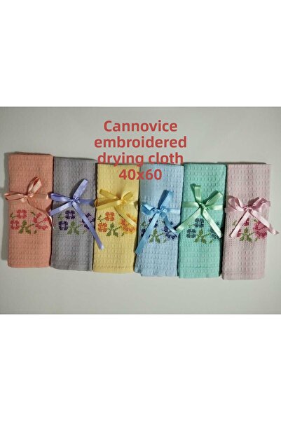 HMZ Lavetă de uscare din bumbac, 6 bucăți, 40 x 60 - textil brodat cu spălare încrucișată, prosop de bucătărie