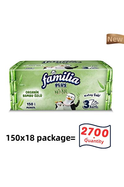 Familia مناديل بلس الطبيعية - 2700 قطعة، 18 عبوة، 150 قطعة (18 عبوة × 150 ورقة)