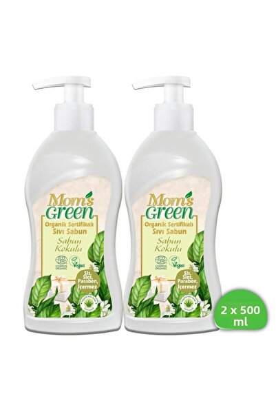 Mom's Green مجموعة صابون عضوي معتمد مكون من قطعتين - صابون سائل معطر (500 مل ...