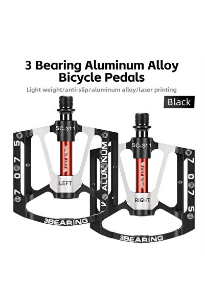 Choice دواسة دراجة WEST BIKING سوداء بثلاثة محامل من سبائك الألومنيوم CNC مضا...