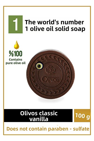 Olivos أموليت صابون صلب بالفانيليا وزيت الزيتون مع صابون يدين بزيت الزيتون بالفانيليا مع خرز عين الشر 100 جرام