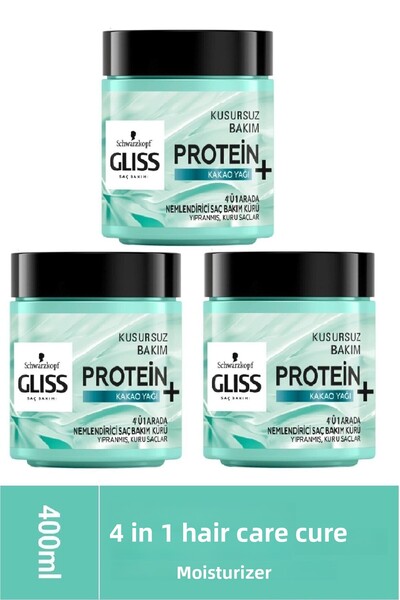 Gliss Moisturizing Protein + Cocoa Butter 4 in 1 Hair Care Cream 400 Ml X 3 P...