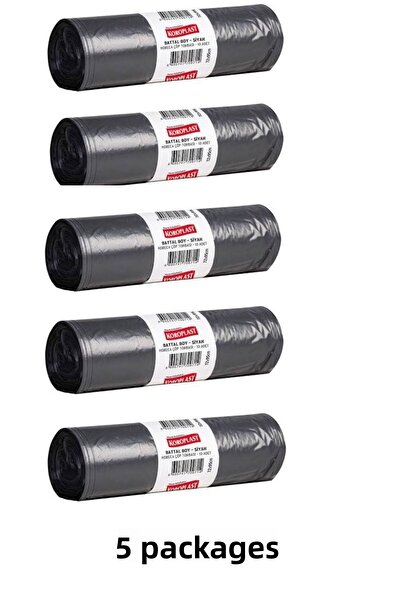 Koroplast كيس قمامة هوريكا أسود كبير الحجم 10 قطع 72x95 سم 5 عبوات