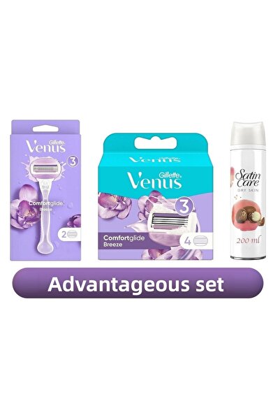 Gillette Venus ماكينة حلاقة كومفورت جلايد بريز + 6 شفرات حلاقة احتياطية + جل ...