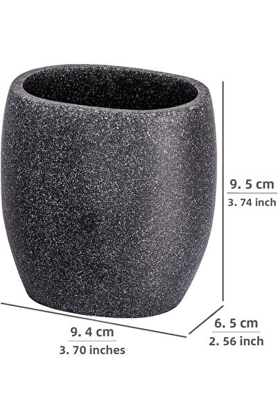 Wenko حامل فرشاة أسنان أنثراسايت نقي - 9,4x9,4x6,5 سم، بوليريسين، صنع في ألمانيا