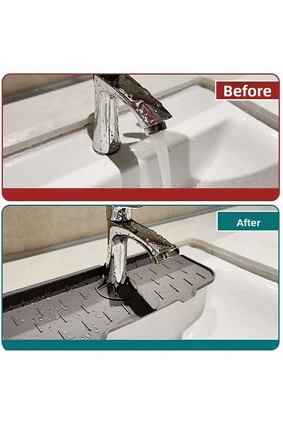 BARIŞEVİM Γκρι Water Catcher Faucet Mat Προστατευτικό για Μπάνιο Κουζίνας Νεροχύτης Βρύσης Σφουγγάρι πιάτων