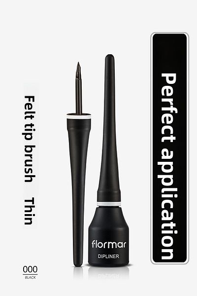 Flormar Yoğun Pigmentli Ince Keçe Fırçalı Yarı Mat Dipliner (SİYAH) - Dipliner-000black-8690604330003