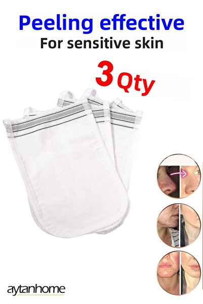 Aytan Home مقشر استحمام من الحرير النقي مع تأثير تقشير (3 قطع) مقشر حمام للنس...