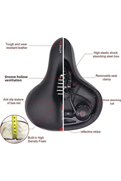 Streak Airzone Bike Seat Saddle - Soft Texture Saddle with Air Duct, Reflective Elastomer Spring