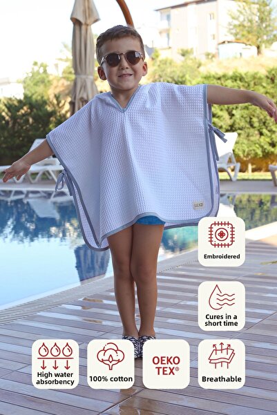 LUCKKA رداء حمام وبيتشواني للأطفال من قماش الوافل - ZTPNÇ00