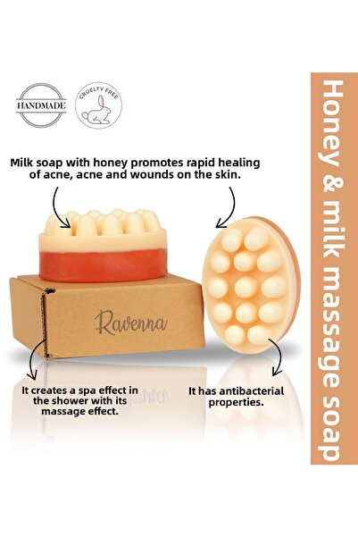 RAVENNA 120 Grams Natural Handmade Honey Milk Massage Soap with Glycerin