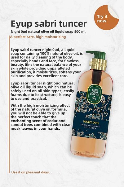 Eyüp Sabri Tuncer Night Oud Natural Olive Oil Liquid Soap 500 ml
