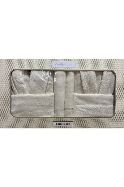 Özdilek Cream Color 6 Piece Bathrobe Family Set - Cotton Özdilek Branch