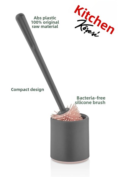 Mutfak Köşesi Antibacterial Silicone Tip Toilet Brush Set - Toilet and Toilet Bowl Cleaning Brush