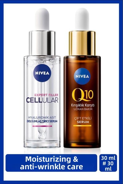 NIVEA Q10 Anti-Wrinkle Double Effect Skin Serum 30ml and Cellular Expert Fill...